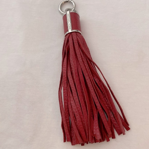 Michael Kors Red Leather Tassel Purse Charm or can be used as a key chain - Picture 1 of 5